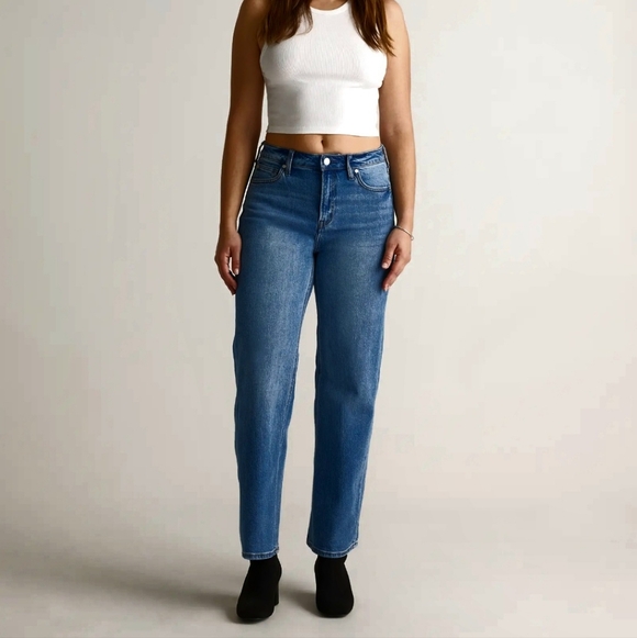 Quince Denim - Quince Jeans Organic Cotton High Rise Straight Dark Wash Blue 26" Inseam 30